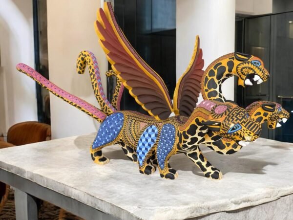 BIG Nahualt Jaguar-Dragon-Eagle  Statue Alebrije Sculpture Of Mexican Folk Art, Lion Carved Wood As A Mexican Decorative Figure Hand Made - Image 2