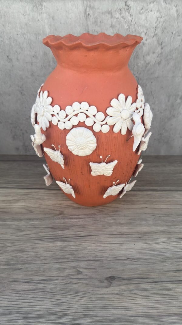 Embroidered Clay Vase From Oaxaca México Home Decor Handcrafted Jarron Barro Bordado Oaxaca Handmade Unique Designs From Artisans - Image 2