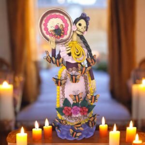 16” Catrina Michoacán Original Clay Handcrafted Frida Kahlo Doll, Day Of The Dead, Human Skeleton, Mexican Decorations, Sugar Skull