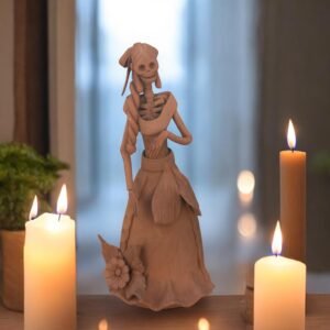 11” Catrina Michoacán Original Clay Handcrafted Frida Kahlo Doll, Day Of The Dead, Human Skeleton, Mexican Decorations, Sugar Skull