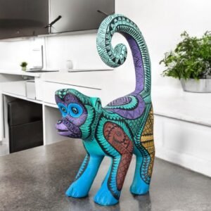 Alebrije Monkey statue Oaxaca Mexican Folk Art Alebrije Sculpture, Wooden As Mexican Decoration Figurine, Made Of Wood And Carved By Hand