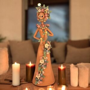 18” Catrina, Frida Kahlo Doll, Day of the dead, Human skeleton, Mexican decorations, Sugar skull, Natural Clay Pigmento Technique Michoacan
