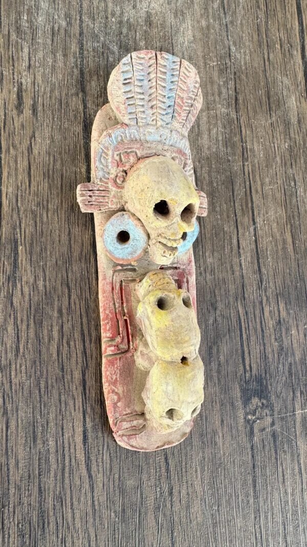 Mictlan Incense Burner Mexican Clay Sculpture of Mictlantecuhtli, Aztec God of Death Folk Art, Pre-Hispanic Skeleton Figure, Day of the Dead - Image 2