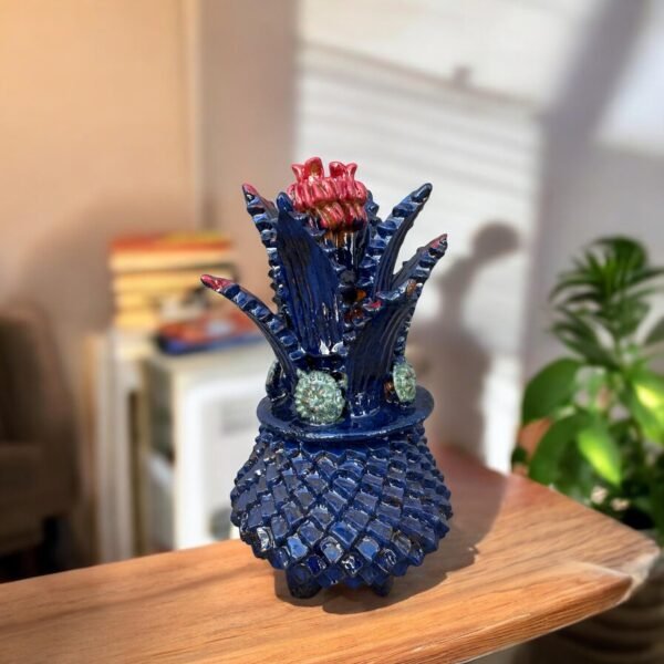 Mexican pottery, Pineapple decor, Mexican decoration, Pineapple sculpture, Glazed clay pineapple, Pottery from Michoacan