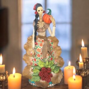16” Catrina Michoacán Original Clay Handcrafted Frida Kahlo Doll, Day Of The Dead, Human Skeleton, Mexican Decorations, Sugar Skull