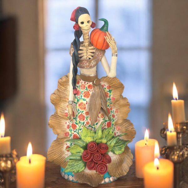 16” Catrina Michoacán Original Clay Handcrafted Frida Kahlo Doll, Day Of The Dead, Human Skeleton, Mexican Decorations, Sugar Skull