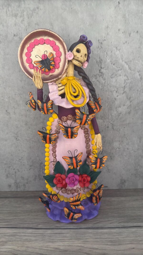 16” Catrina Michoacán Original Clay Handcrafted Frida Kahlo Doll, Day Of The Dead, Human Skeleton, Mexican Decorations, Sugar Skull - Image 2