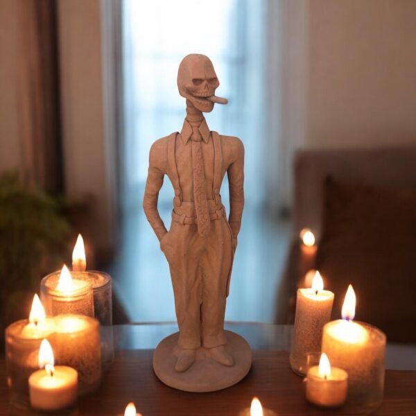 9.5” Catrín  Michoacán Original Clay Handcrafted Frida Kahlo Doll, Day Of The Dead, Human Skeleton, Mexican Decorations, Sugar Skull
