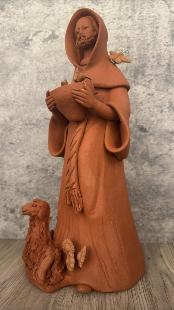 San Francisco  Clay Statue of Saint Francis of Assisi – San Francisco de Asís Religious Sculpture Santo Home Decor Michoacan Handmade Mexico - Image 2