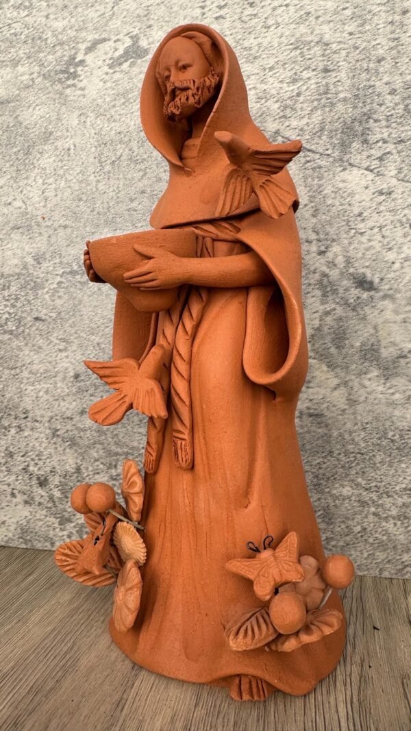 San Francisco  Clay Statue of Saint Francis of Assisi – San Francisco de Asís Religious Sculpture Santo Home Decor Michoacan Handmade Mexico - Image 2