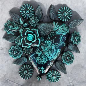 Mexican decoration, Mexican heart, Heart wall hanging, Decorative heart, Rustic heart decor, Heart statue