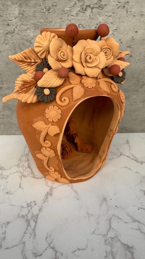Nacimiento Filigrana Clay Mini Chimney, Candle Holder Day Of Birth Artistic  Oaxaca Artisans Handmade, Home Decor Folk Art,  Pastillaje Art - Image 2