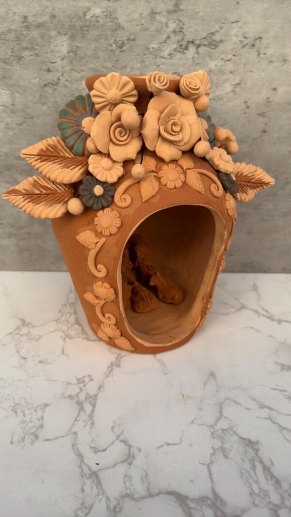 Nacimiento Filigrana Clay Mini Chimney, Candle Holder Day Of Birth Artistic  Oaxaca Artisans Handmade, Home Decor Folk Art,  Pastillaje Art - Image 2