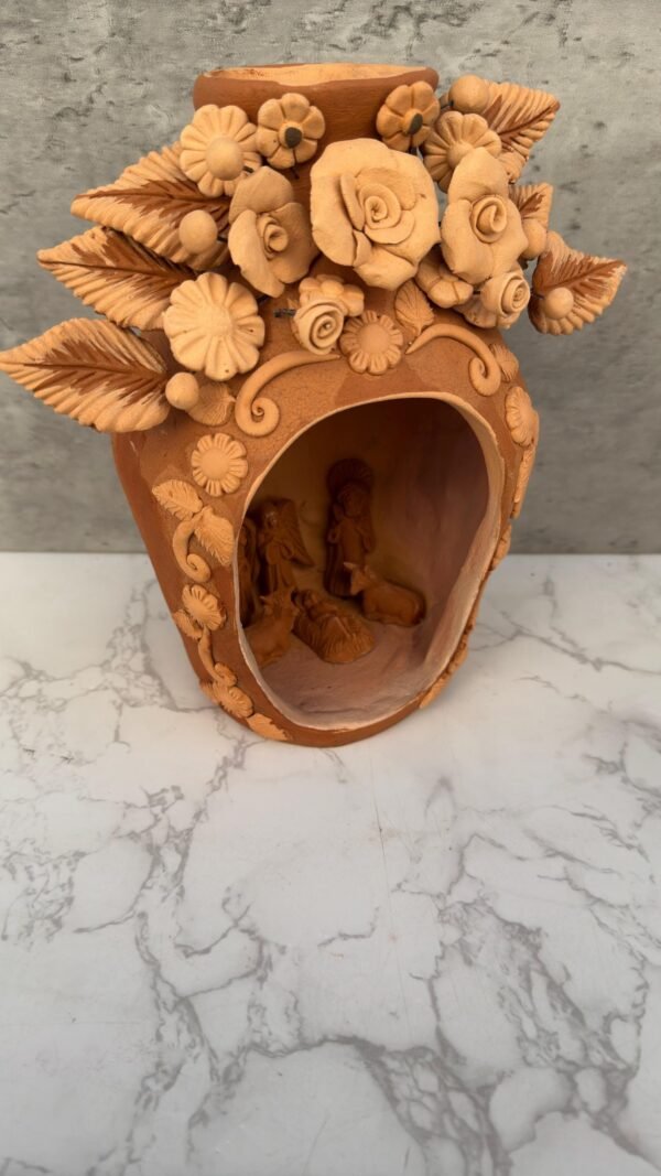Nacimiento Filigrana Clay Mini Chimney, Candle Holder Day Of Birth Artistic  Oaxaca Artisans Handmade, Home Decor Folk Art,  Pastillaje Art - Image 2