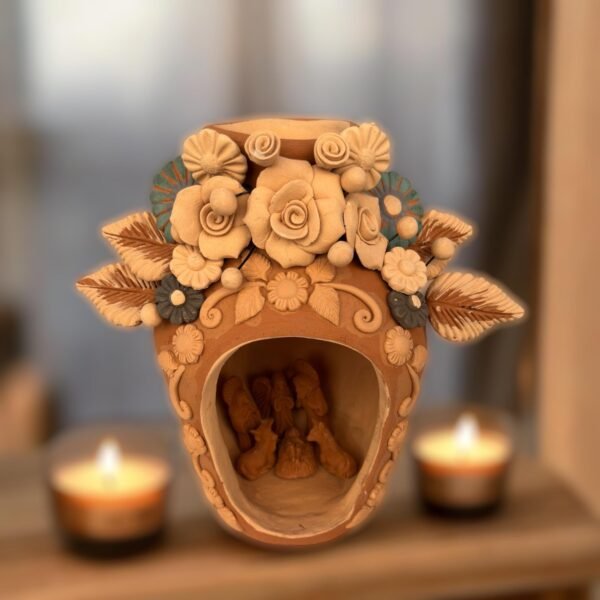Nacimiento Filigrana Clay Mini Chimney, Candle Holder Day Of Birth Artistic  Oaxaca Artisans Handmade, Home Decor Folk Art,  Pastillaje Art