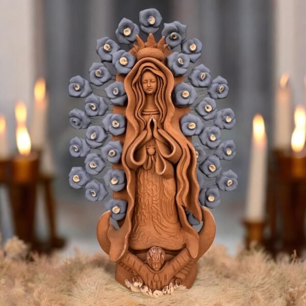 Virgin Mary clay pieces, Mexican decoration, Mary Virgin sculpture, Modern Design Natural Clay Metepec Estado de México Virgencita