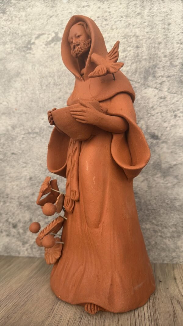 San Francisco  Clay Statue of Saint Francis of Assisi – San Francisco de Asís Religious Sculpture Santo Home Decor Michoacan Handmade Mexico - Image 2
