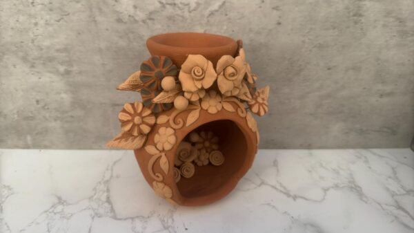 Filigrana Clay Mini Chimney, Candle Holder Artistic  Oaxaca México By Artisans Handmade Crafts, Home Decor Folk Art,  Pastillaje Technique - Image 2