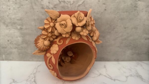 Filigrana Clay Mini Chimney, Candle Holder Artistic  Oaxaca México By Artisans Handmade Crafts, Home Decor Folk Art,  Pastillaje Technique - Image 2