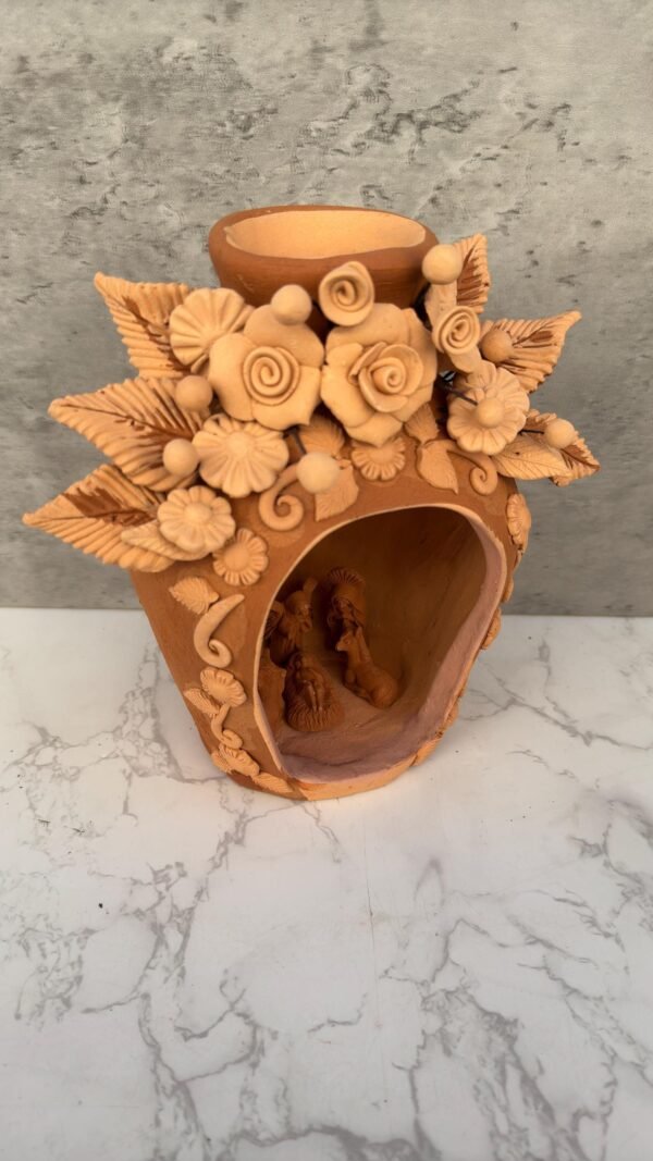 Nacimiento Filigrana Clay Mini Chimney, Candle Holder Day Of Birth Artistic  Oaxaca Artisans Handmade, Home Decor Folk Art,  Pastillaje Art - Image 2