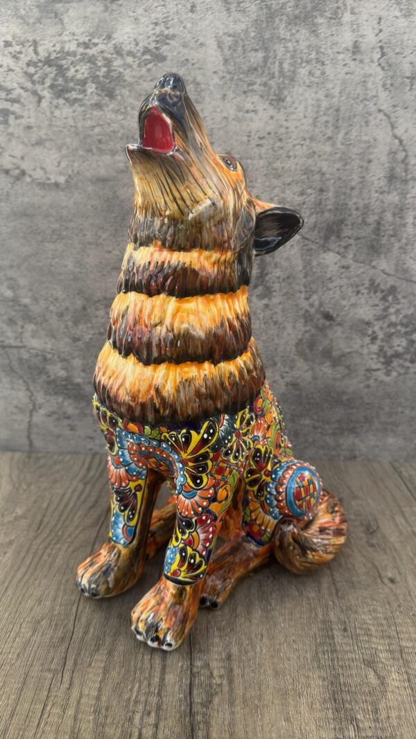 Talavera Wolf, Puebla Mexico,  Ceramic , Talavera pottery, Mexican pottery, Wolf statue, Dog sculpture - Image 2