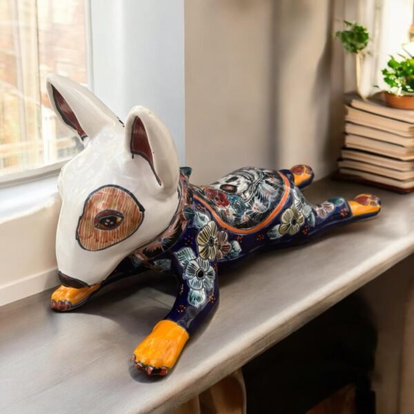 Talavera Bull Terrier, Ceramic dog, Talavera pottery, Mexican pottery, Bull Terrier statue, Dog sculpture