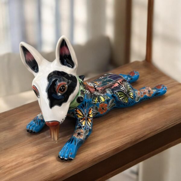 Talavera Bull Terrier, Ceramic dog, Talavera pottery, Mexican pottery, Bull Terrier statue, Dog sculpture