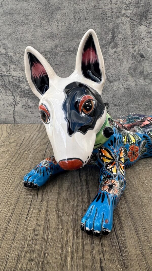 Talavera Bull Terrier, Ceramic dog, Talavera pottery, Mexican pottery, Bull Terrier statue, Dog sculpture - Image 2