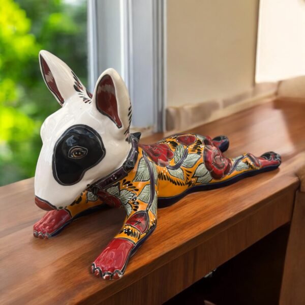 Talavera Bull Terrier, Ceramic dog, Talavera pottery, Mexican pottery, Bull Terrier statue, Dog sculpture