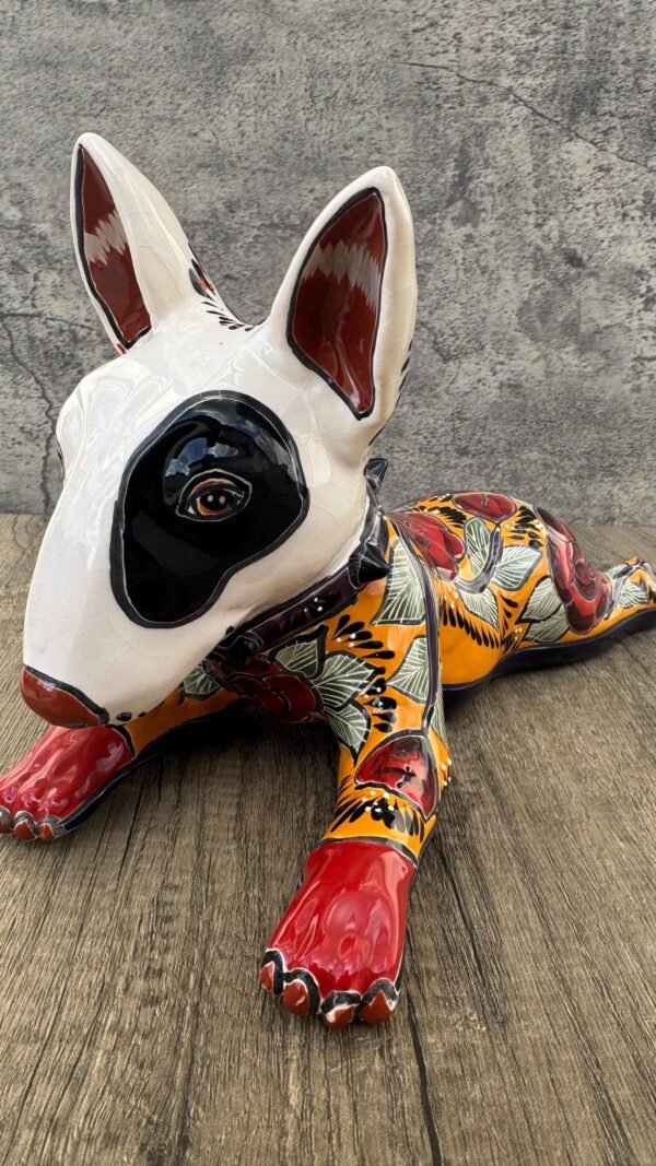 Talavera Bull Terrier, Ceramic dog, Talavera pottery, Mexican pottery, Bull Terrier statue, Dog sculpture - Image 2