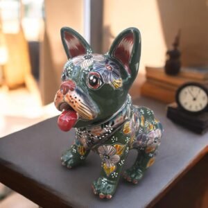 Talavera French Bulldog, Ceramic dog, Talavera pottery, Mexican pottery, French Bulldog statue, Dog sculpture