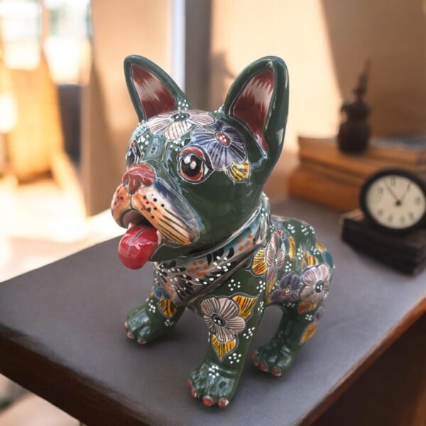 Talavera French Bulldog, Ceramic dog, Talavera pottery, Mexican pottery, French Bulldog statue, Dog sculpture