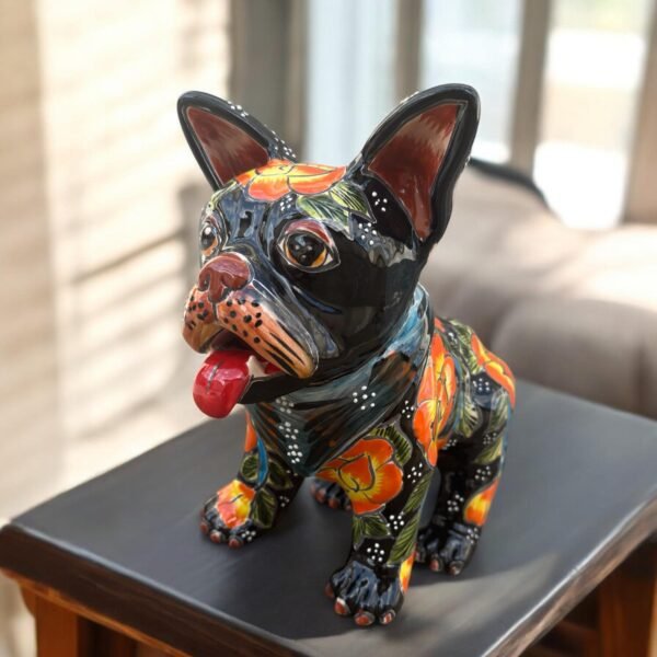Talavera French Bulldog, Ceramic dog, Talavera pottery, Mexican pottery, French Bulldog statue, Dog sculpture