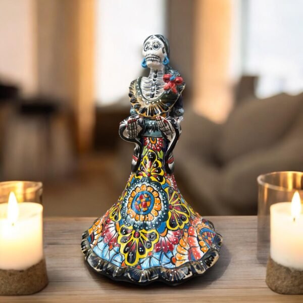 Catrina Handmade Talavera Day of the Dead  Colorful Ceramic Folk Art from Puebla, Mexico Día de los Muertos Skeleton Figurine Wedding Gift