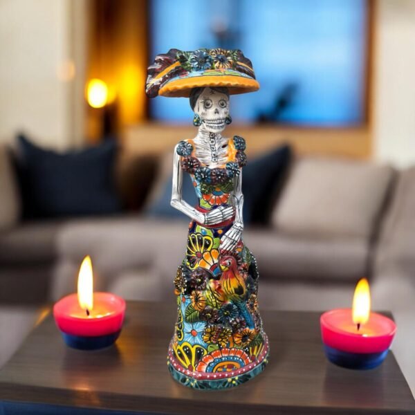 Catrina Handmade Talavera Day of the Dead  Colorful Ceramic Folk Art from Puebla, Mexico Día de los Muertos Skeleton Figurine Wedding Gift