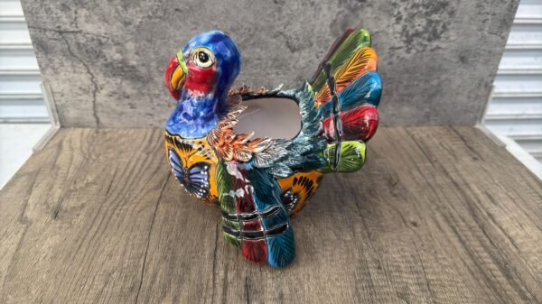 Peacock Talavera Egg Container Figurine  Ceramic Pottery Artisan Hand Painted Farmhouse Decor Vibrant Folk Art from Puebla Kitchen Decor - Image 2