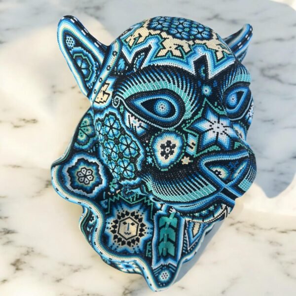 Jaguar Statue  Huichol Sculpture Of Mexican Folk Art, Panther Wixarika As A Mexican Decorative Figure , Made Of Resin, Beads We “Customize” - Image 2