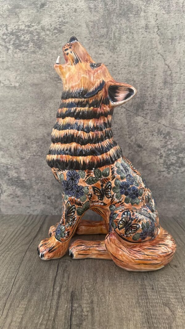 Talavera Wolf, Puebla Mexico,  Ceramic , Talavera pottery, Mexican pottery, Wolf statue, Dog sculpture - Image 2