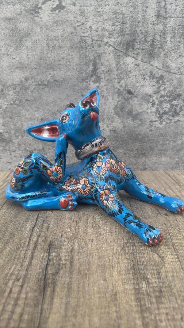 Talavera Xoloitzcuintle, Ceramic dog, Talavera Pottery, Authentic Puebla Mexico Pottery, Xolo Statue, Dog Sculpture Xoloitzcuintle - Image 2