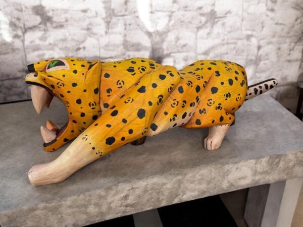 Prehispanic Wooden Jaguar, Mayan Culture, Made By Mayan Artisans Yucatán  Wall Art, Hand Carved And Painted Cedar Wood Folk Art WeCUSTOMIZE - Image 2