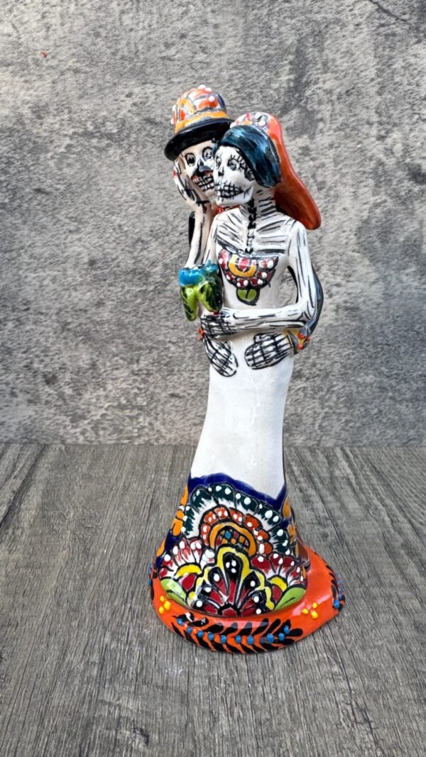 Catrina Handmade Talavera Day of the Dead  Colorful Ceramic Folk Art from Puebla, Mexico Día de los Muertos Skeleton Figurine Wedding Gift - Image 2