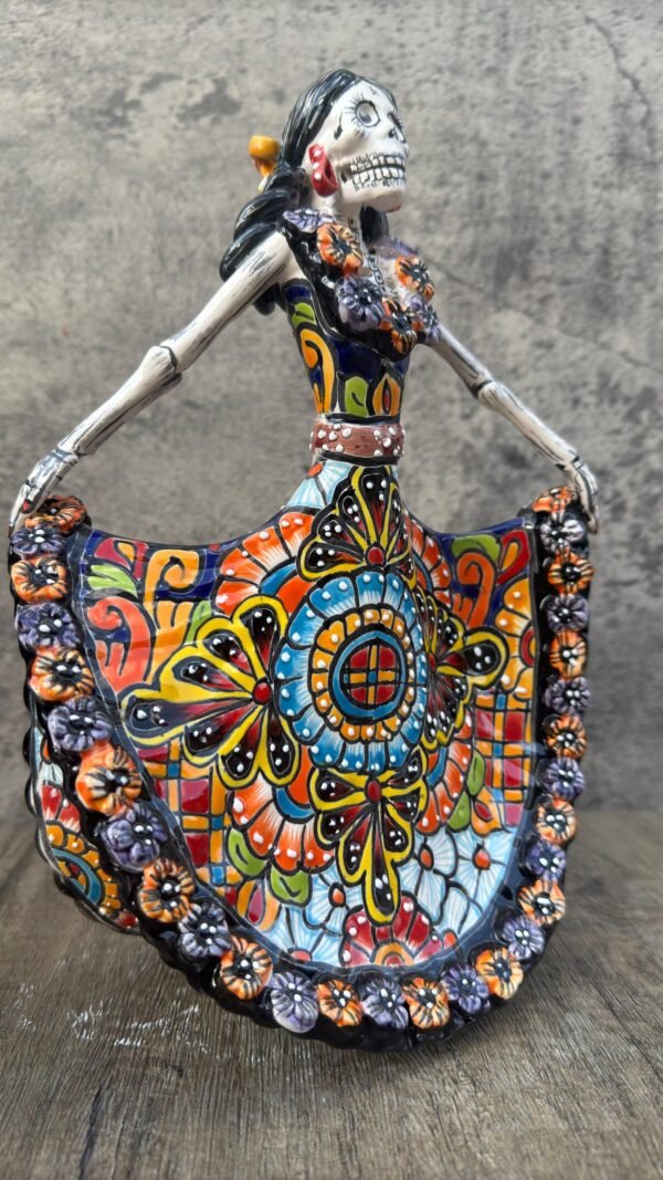 Catrina Handmade Talavera Day of the Dead  Colorful Ceramic Folk Art from Puebla, Mexico Día de los Muertos Skeleton Figurine Wedding Gift - Image 2