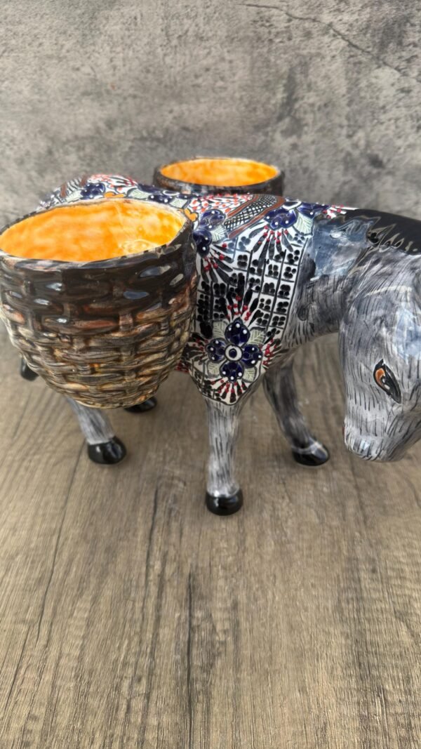 Donkey Pot Planter (2) Talavera  Figurine  Ceramic Pottery Artisan Hand Painted Farmhouse Decor Vibrant Folk Art from Puebla  Decor Burrito - Image 2