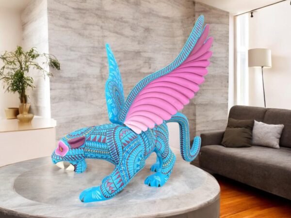 Jaguar Statue Mexican Folk Art Alebrije Sculpture, Wooden Panther Decoration Figurine, Made Of Wood Carved By Hand ASK FOR CUSTOMIZE - Image 2