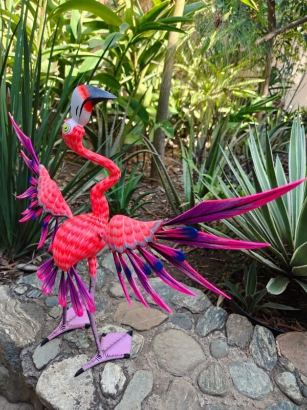 Large Flamenco Bird Statue Mexican Art Alebrije Sculpture, Wooden Heron  Decoration Figure, Made Of Wood And Hand Carved ASK FOR CUSTOMIZE - Image 2