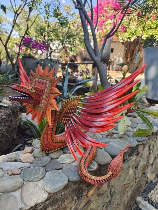 Quetzalcóatl Snake Nahuatl With Wings Statue Mexican Folk Art Alebrije Sculpture, Wooden  Decoration Figurine, Wood Carved  WE CUSTOMIZE - Image 2