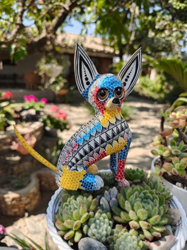 Dog statue Folk Art Alebrije Sculpture, Wooden Chihuahua  Mexican Decoration Figure, Made Of Wood And Carved By Hand ASK FOR CUSTOMIZE