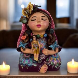Pachamama Handmade Sculpture – Mexican Mother Earth Art, Colorful Clay Figurine, Spiritual Decor, Indigenous Folk Art, Home Decor Metepec
