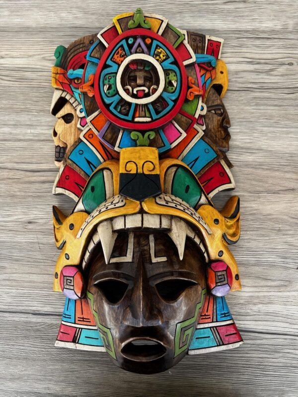 Prehispanic Wooden Mask, Mayan Culture, Made By Mayan Artisans Yucatán MEX Wall Art, Hand Carved And Painted Cedar Wood Folk Art WeCUSTOMIZE