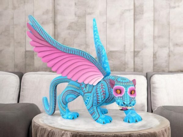 Jaguar Statue Mexican Folk Art Alebrije Sculpture, Wooden Panther Decoration Figurine, Made Of Wood Carved By Hand ASK FOR CUSTOMIZE